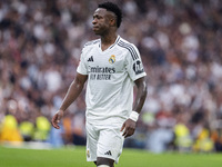 Vinicius Junior of Real Madrid CF cries after the Eder Militao injury during the La Liga EA Sports 2024/25 football match between Real Madri...