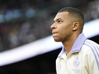 Kylian Mbappe centre-forward of Real Madrid and France prior during the La Liga match between Real Madrid CF and CA Osasuna at Estadio Santi...