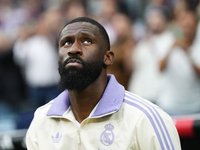 Antonio Rudiger centre-back of Real Madrid and Germany during the La Liga match between Real Madrid CF and CA Osasuna at Estadio Santiago Be...