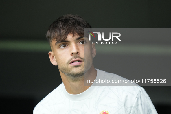 Raul Asencio centre-back of Real Madrid and Spain during the La Liga match between Real Madrid CF and CA Osasuna at Estadio Santiago Bernabe...