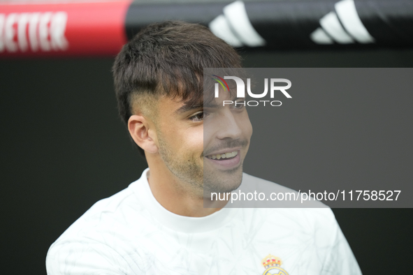 Raul Asencio centre-back of Real Madrid and Spain during the La Liga match between Real Madrid CF and CA Osasuna at Estadio Santiago Bernabe...