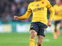 Matheus Cunha of Wolves is on the ball during the Premier League match between Wolverhampton Wanderers and Southampton at Molineux in Wolver...