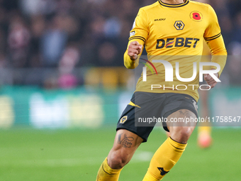 Matheus Cunha of Wolves is on the ball during the Premier League match between Wolverhampton Wanderers and Southampton at Molineux in Wolver...