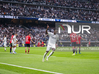 Vinicius Junior of Real Madrid CF celebrates his goal during the La Liga EA Sports 2024/25 football match between Real Madrid CF and CA Osas...