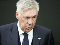 Carlo Ancelotti head coach of Real Madrid during the La Liga match between Real Madrid CF and CA Osasuna at Estadio Santiago Bernabeu on Nov...