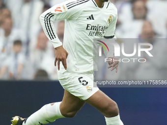 Jude Bellingham central midfield of Real Madrid and England controls the ball during the La Liga match between Real Madrid CF and CA Osasuna...