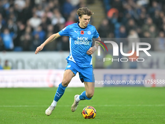 Oscar Wallin of Peterborough United controls the ball during the Sky Bet League 1 match between Peterborough United and Cambridge United in...