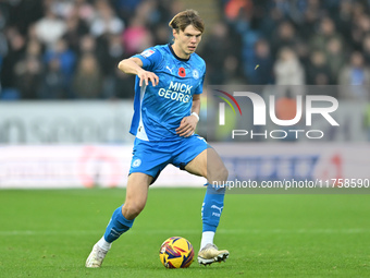 Oscar Wallin of Peterborough United controls the ball during the Sky Bet League 1 match between Peterborough United and Cambridge United in...