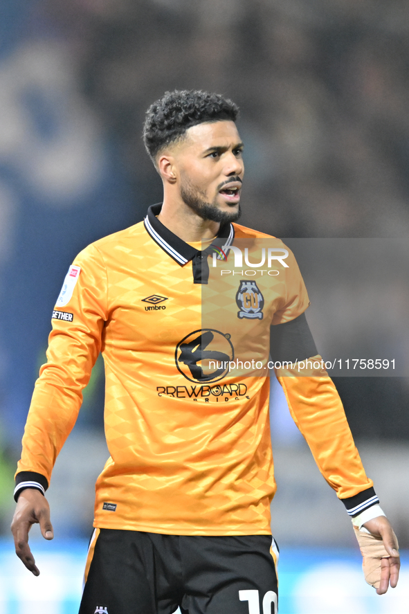 Elias Kachunga (10 Cambridge United) participates in the Sky Bet League 1 match between Peterborough and Cambridge United at London Road in...