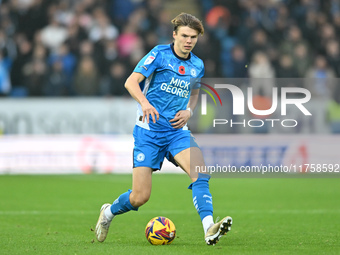 Oscar Wallin of Peterborough United controls the ball during the Sky Bet League 1 match between Peterborough United and Cambridge United in...