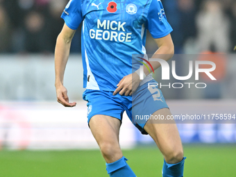 Oscar Wallin of Peterborough United controls the ball during the Sky Bet League 1 match between Peterborough United and Cambridge United in...