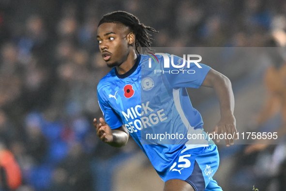 Donay Obrien Brady (35 Peterborough United) participates in the Sky Bet League 1 match between Peterborough and Cambridge United at London R...