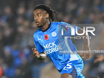 Donay Obrien Brady (35 Peterborough United) participates in the Sky Bet League 1 match between Peterborough and Cambridge United at London R...