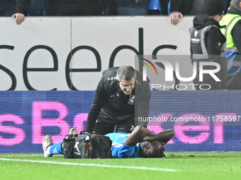 Ricky Jade Jones (17 Peterborough United) receives medical treatment during the Sky Bet League 1 match between Peterborough and Cambridge Un...