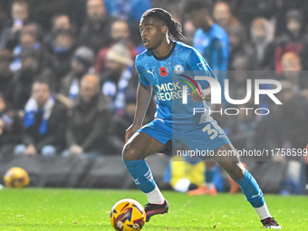 Donay Obrien Brady (35 Peterborough United) controls the ball during the Sky Bet League 1 match between Peterborough and Cambridge United at...