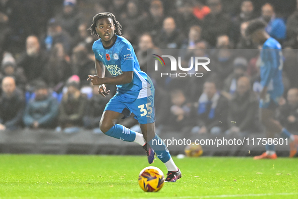 Donay Obrien Brady (35 Peterborough United) participates in the Sky Bet League 1 match between Peterborough and Cambridge United at London R...