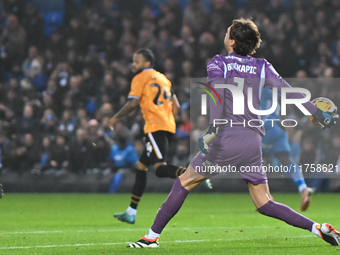 Goalkeeper Nicholas Bilokapic of Peterborough throws the ball out during the Sky Bet League 1 match between Peterborough and Cambridge Unite...