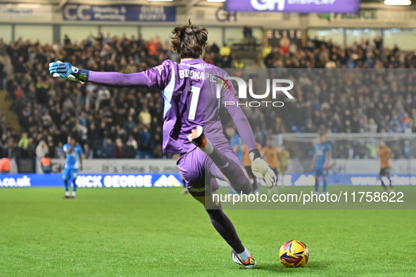 Goalkeeper Nicholas Bilokapic of Peterborough takes a free kick during the Sky Bet League 1 match between Peterborough and Cambridge United...