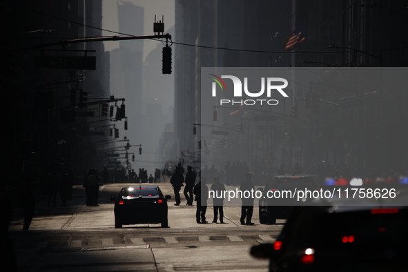 A general view shows protesters in front of the eminent immigration reform changes in Manhattan, NY, on November 9, 2024. The New York Immig...