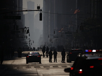 A general view shows protesters in front of the eminent immigration reform changes in Manhattan, NY, on November 9, 2024. The New York Immig...