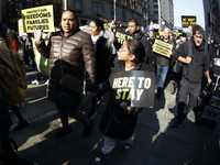 A general view shows protesters in front of the eminent immigration reform changes in Manhattan, NY, on November 9, 2024. The New York Immig...