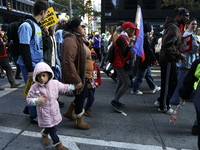 A general view shows protesters in front of the eminent immigration reform changes in Manhattan, NY, on November 9, 2024. The New York Immig...