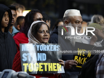 A general view shows protesters in front of the eminent immigration reform changes in Manhattan, NY, on November 9, 2024. The New York Immig...