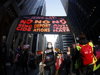 A general view shows protesters in front of the eminent immigration reform changes in Manhattan, NY, on November 9, 2024. The New York Immig...