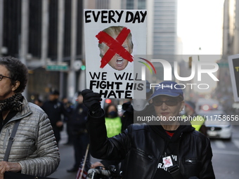 A general view shows protesters in front of the eminent immigration reform changes in Manhattan, NY, on November 9, 2024. The New York Immig...