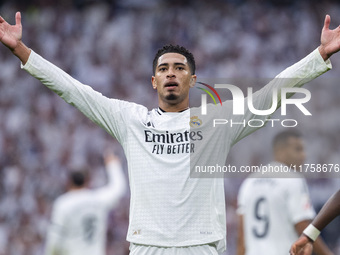 Jude Bellingham of Real Madrid CF celebrates his goal during the La Liga EA Sports 2024/25 football match between Real Madrid CF and CA Osas...