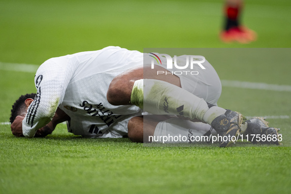 Jude Bellingham of Real Madrid CF is on the ground during the La Liga EA Sports 2024/25 football match between Real Madrid CF and CA Osasuna...