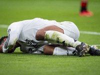 Jude Bellingham of Real Madrid CF is on the ground during the La Liga EA Sports 2024/25 football match between Real Madrid CF and CA Osasuna...