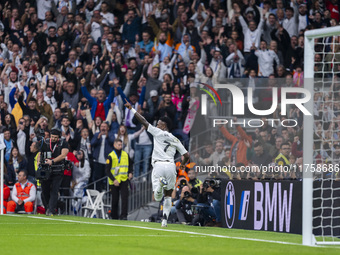 Vinicius Junior of Real Madrid CF celebrates his goal during the La Liga EA Sports 2024/25 football match between Real Madrid CF and CA Osas...