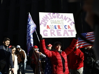 A general view shows protesters in front of the eminent immigration reform changes in Manhattan, NY, on November 9, 2024. The New York Immig...