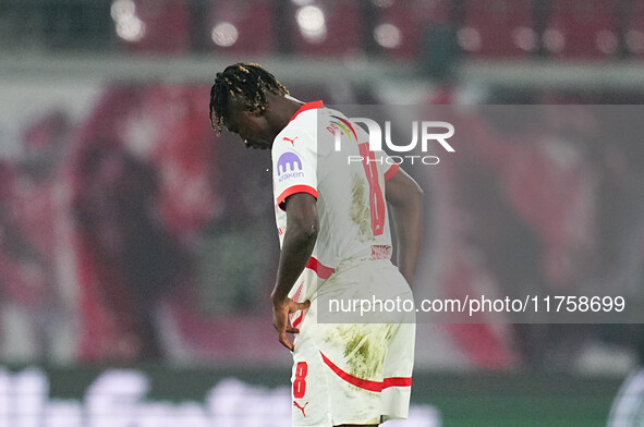 Amadou Haidara of Leipzig  with post game despair during the Bundesliga match between RB Leipzig and Borussia Mönchengladbach at Red Bull ar...