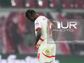 Amadou Haidara of Leipzig  with post game despair during the Bundesliga match between RB Leipzig and Borussia Mönchengladbach at Red Bull ar...