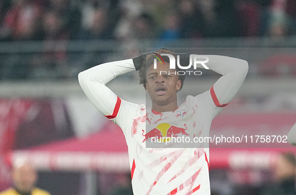 Assan Ouedraogo of Leipzig  gestures during the Bundesliga match between RB Leipzig and Borussia Mönchengladbach at Red Bull arena, Leipzig,...