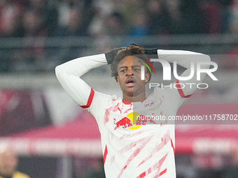 Assan Ouedraogo of Leipzig  gestures during the Bundesliga match between RB Leipzig and Borussia Mönchengladbach at Red Bull arena, Leipzig,...