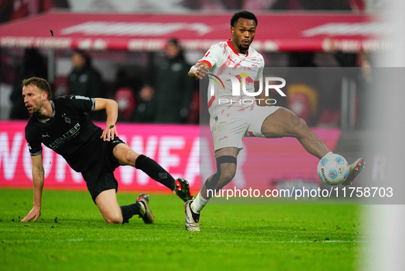 Loïs Openda of Leipzig  controls the ball during the Bundesliga match between RB Leipzig and Borussia Mönchengladbach at Red Bull arena, Lei...