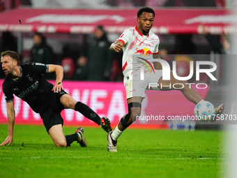 Loïs Openda of Leipzig  controls the ball during the Bundesliga match between RB Leipzig and Borussia Mönchengladbach at Red Bull arena, Lei...