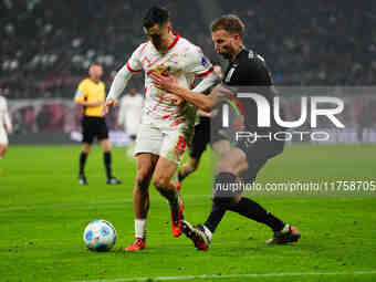 Christoph Baumgartner of Leipzig  controls the ball during the Bundesliga match between RB Leipzig and Borussia Mönchengladbach at Red Bull...