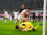 Moritz Nicolas of Borussia Monchengladbach  controls the ball during the Bundesliga match between RB Leipzig and Borussia Mönchengladbach at...