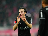 Rocco Reitz of Borussia Monchengladbach  gestures during the Bundesliga match between RB Leipzig and Borussia Mönchengladbach at Red Bull ar...