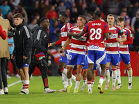 Myrto Uzuni of Granada CF scores the winning goal during the LaLiga Hypermotion match between Granada CF and CD Eldense at Nuevo Los Carmene...