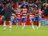 Myrto Uzuni of Granada CF scores the winning goal during the LaLiga Hypermotion match between Granada CF and CD Eldense at Nuevo Los Carmene...