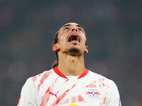 Yussuf Poulsen of Leipzig  gestures during the Bundesliga match between RB Leipzig and Borussia Mönchengladbach at Red Bull arena, Leipzig,...