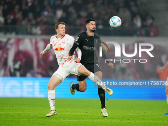 Tim Kleindienst of Borussia Monchengladbach  controls the ball during the Bundesliga match between RB Leipzig and Borussia Mönchengladbach a...