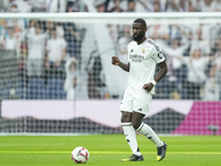 Antonio Rudiger centre-back of Real Madrid and Germany during the La Liga match between Real Madrid CF and CA Osasuna at Estadio Santiago Be...