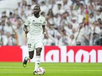 Antonio Rudiger centre-back of Real Madrid and Germany during the La Liga match between Real Madrid CF and CA Osasuna at Estadio Santiago Be...