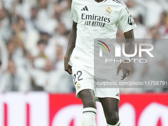 Antonio Rudiger centre-back of Real Madrid and Germany during the La Liga match between Real Madrid CF and CA Osasuna at Estadio Santiago Be...